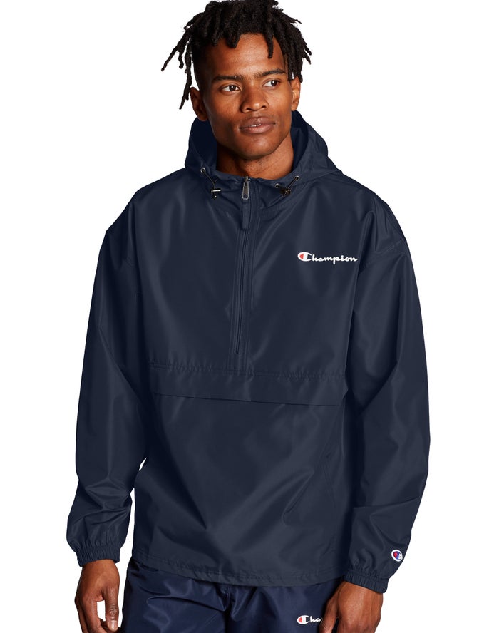 Champion Packable Script Logo Jas Heren - Donkerblauw - Belgie 7542MUYEB